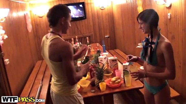Super sexy students party in Hawaiian style