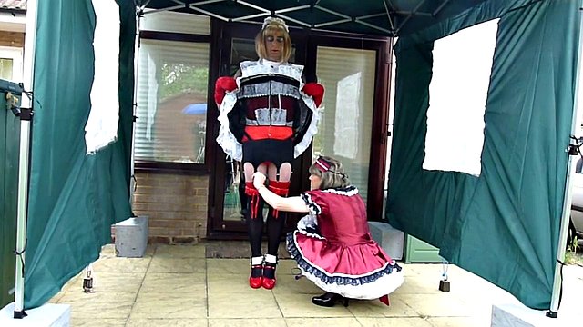 Mistress takes a brand new sissy maid to her mansion