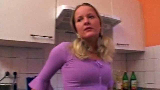 Blonde with Big Tits Parts Pussy for Deep Toy Penetration