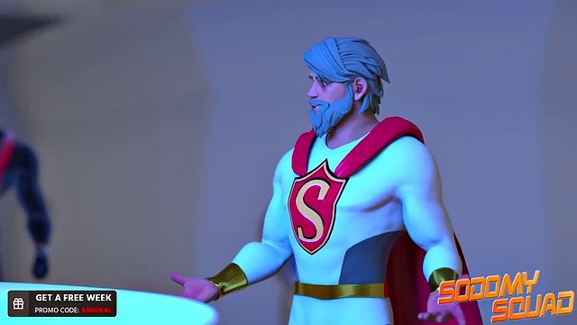 Twink superhero gets double penetrated by 2 monster cocks