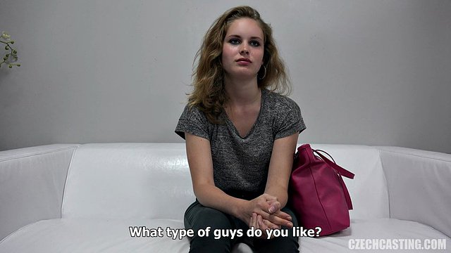 Athletic blonde teen shows off her perfect body on casting
