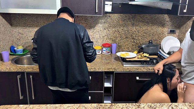 Married couple cook for the boss but the wife has to pay the debt being the boss' slut