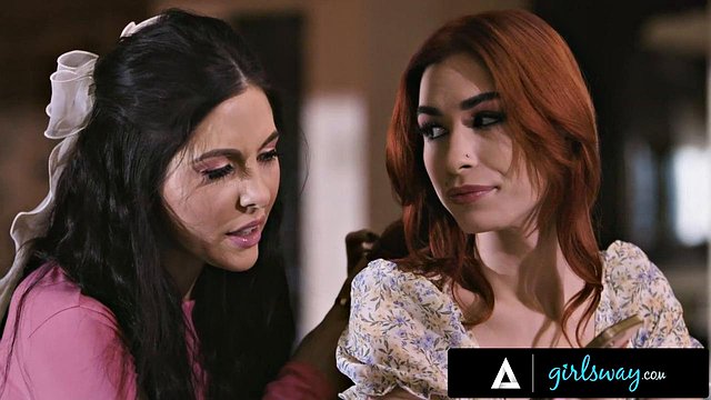 Brunette Theodora Day Eases Redhead Delilah Day's Tension with Steamy Massage and Wild Tribbing Sciss