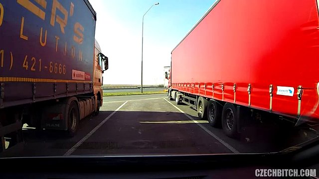 Horny truck driver fucks a sexy bitch caught