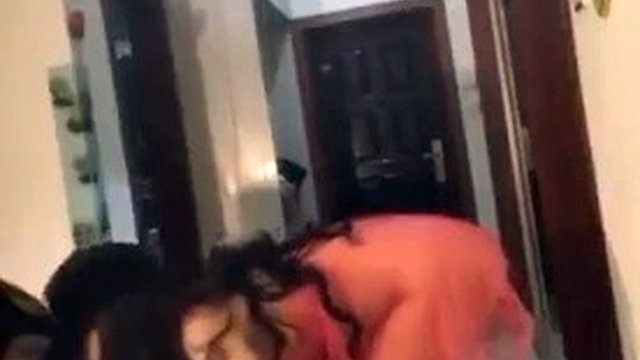 Asian girl sucks a delivery man's cock