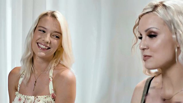 MOMMY'S GIRL - Busty MILF Kenzie Taylor fingers hot blonde Kenna James during real passionate sex