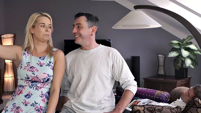 Daddy4k. aroused man gets to taste both stepsons holes beautiful gf