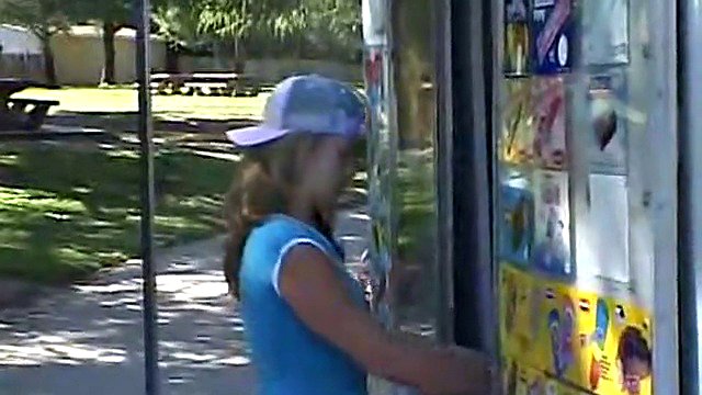 Cute Little April Outdoors Sucking A Popsicle