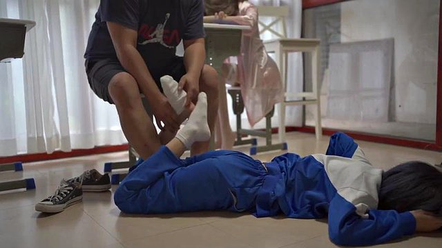 chinese tickle in white socks