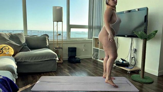Yoga & Intuitive Movement in sexy transparent mesh bodysuit🧘‍♀️