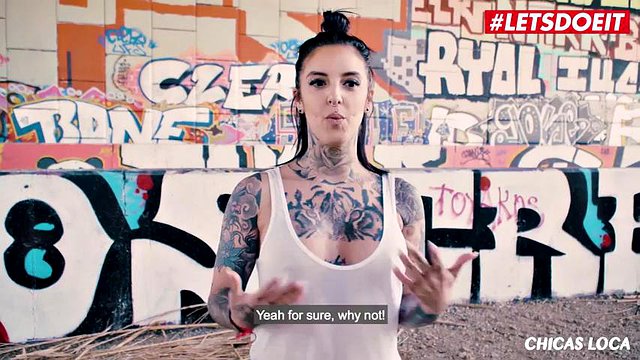 LETSDOEIT - Busty Tattooed Spanish Chick Fucked Super Hard Outside
