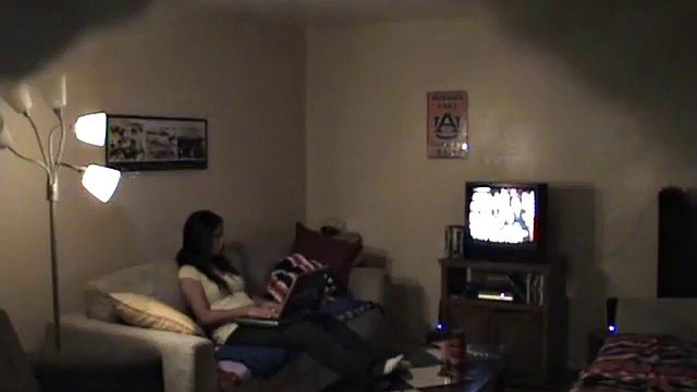 Naughty teen slut sucks on hard dick in spy cam scene