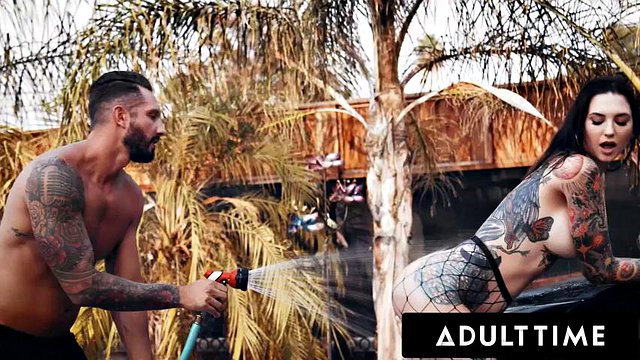 ADULT TIME - Bored Rocky Emerson TEASES Classmate While Washing Car & Gets Her SOAPY PUSSY Pounded!
