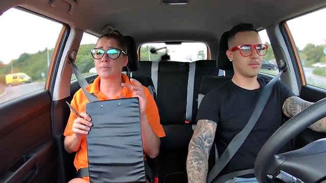 Geeky driving instructor gives roadhead