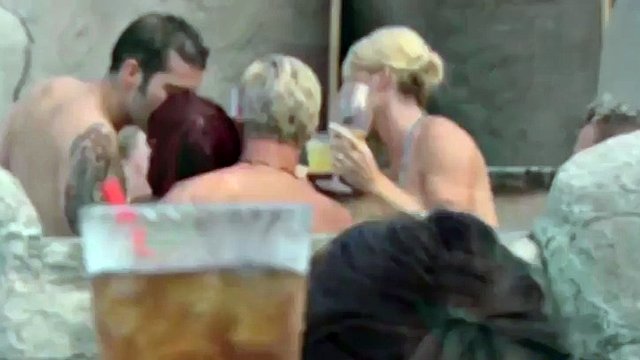 horny swingers are having sex after a wild party in the pool