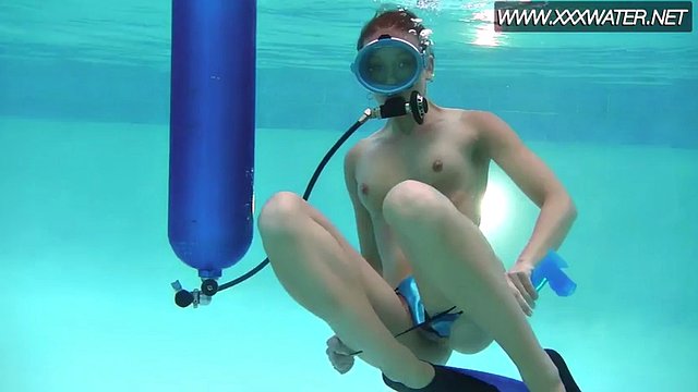 Dildo sucking underwater