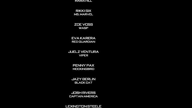 End credits of a hardcore porn parody