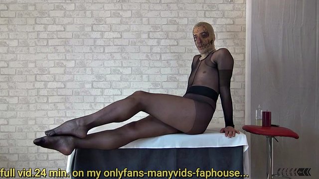 nylondelux in full pantyhose cum piss oil wax