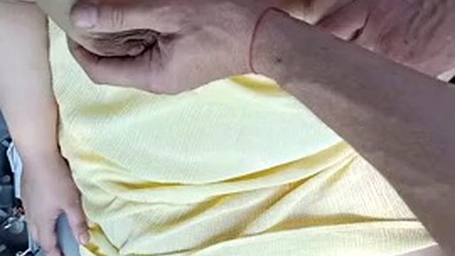 Dogging wife lets stranger touch her big tits and pussy