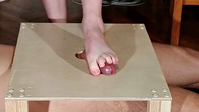 Dominatrix bare feet trampling cocks and footjob with big cumshot pt2