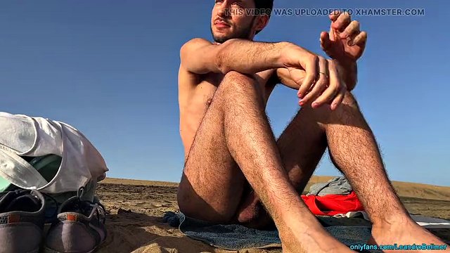 Public beach jerk off (and a man is watching me!)