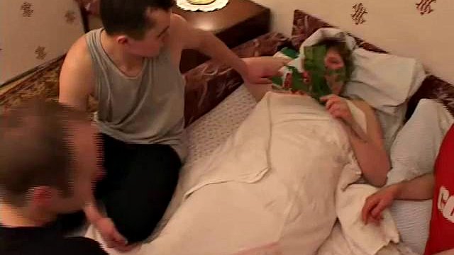 Russian mature mom Alina fucks in the ass with three guys