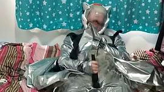 Silver PVC sissy maid maid eva helmet sanggagg breathplay kigurumi