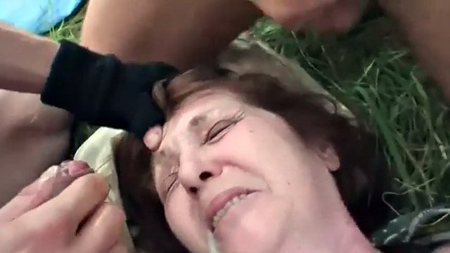 BBW gran restrained and fed cock