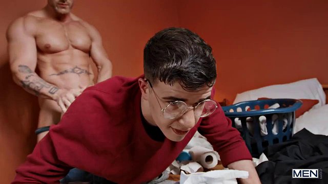 Stepdad teaches gay stepson proper ways to fuck and swallow