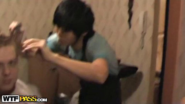 Young amateur couple partying