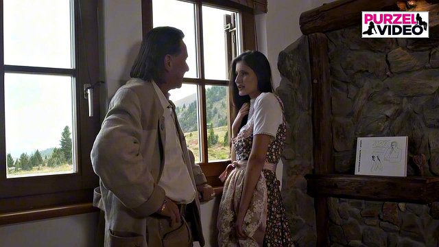 German Country Girl in Skirted Dirndl Takes Brutal Lederhosen Lesson: Pussy Licking,