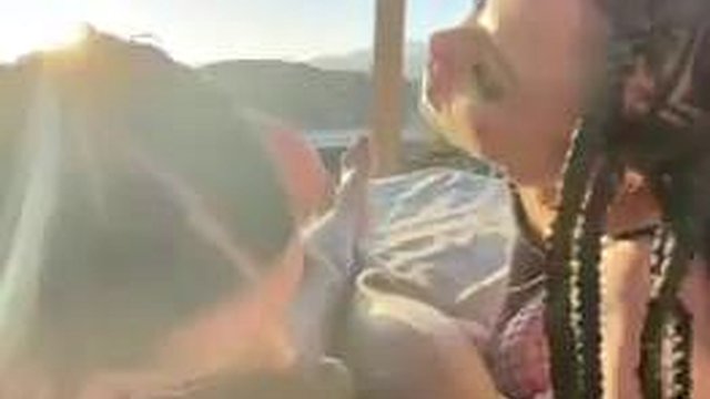 Izzy & Ari Beach Threesome