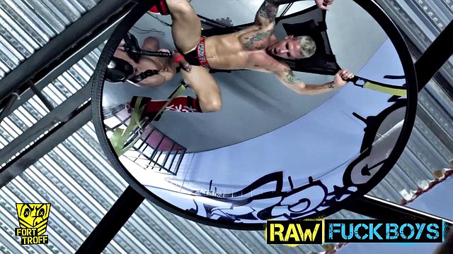 Strong male fucks his blonde slut with a fuck machine in nasty gay femdom