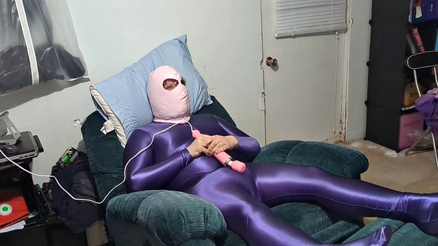 AMORESY shiny bodysuit, diaper and vibrator for breath play