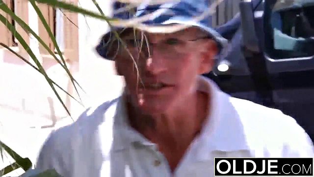 Old Man Catches Young Girlfriend Sucking His Cock Then Double Penetrates Her