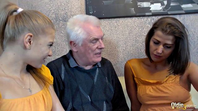 Old Man Fucks Young Teens Threesome