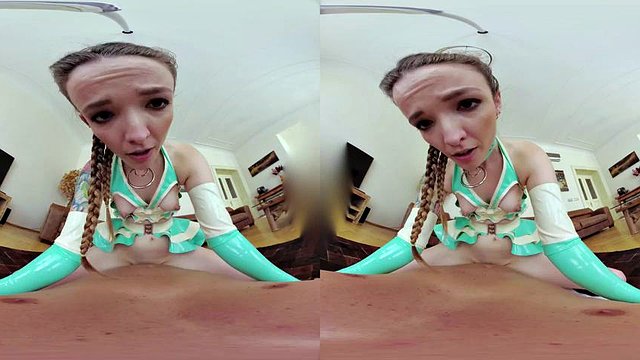 latex fun: Blowjob, Hardcore & Brunette VR Porn
