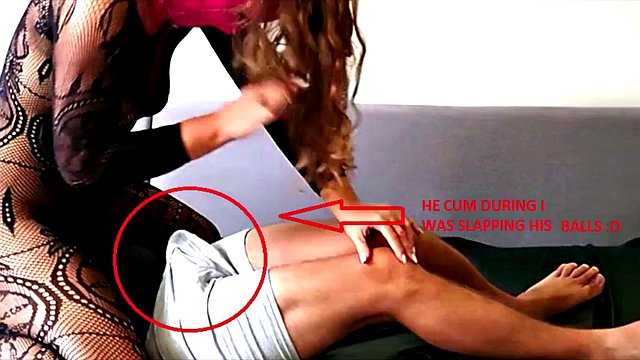 Extreme ball attack from sexy mistress! Slave cums during mixed wrestling! Hard ballbusting and CBT