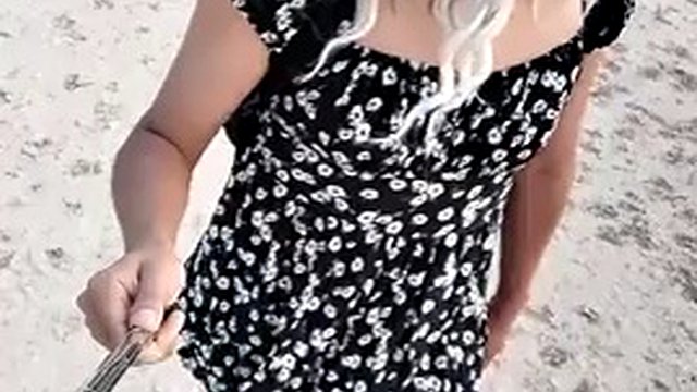 Sexy Shemale Walks In Public In Minidress And Violet Heels Cute Hot Slut