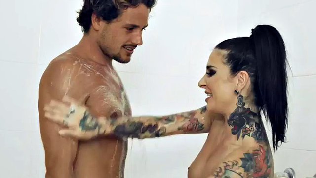 Perv inked masseuse throating client be4 doggystyle