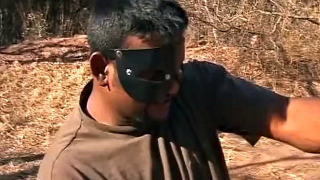 Tied ebony German whore tied up outdoors and fucked hard