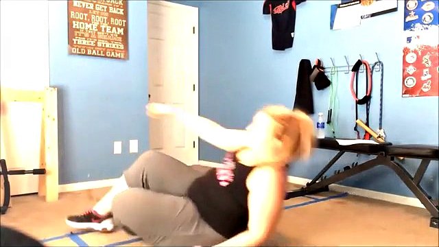 Chubby girl working out to lose weight