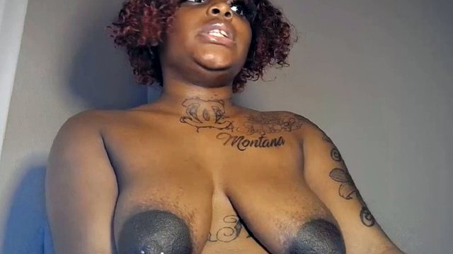 chubby huge areola on black MILF with saggy tits