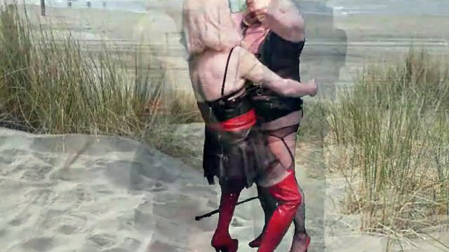 Mistress Samantha punishes her tgirl slave Marina with a good spanking and teases her