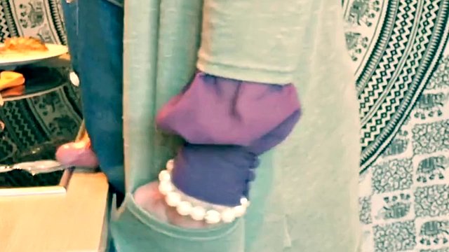 Karen hands free masturbation and cum in the kitchen