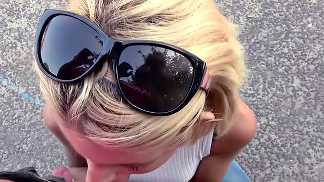 German skinny babe public POV fucked outdoor in car