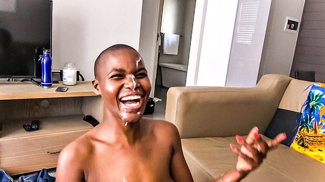 AFRICAN CASTING - WOAA that's a lot of cum on African face after casting call