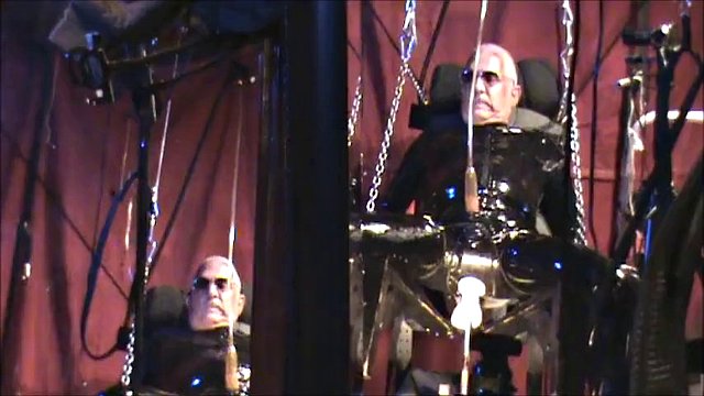 Latex Geared Suspended and Machine Fucked and Milked