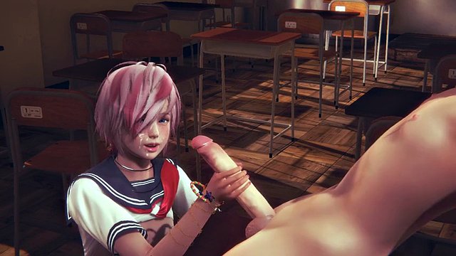 Yaoi Femboy - Handjob and fuck with Cat Femboy in the classroom