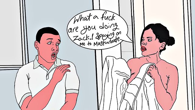 Stepmom caught me masturbating while watching her bathe, so she decided to teach me a lesson